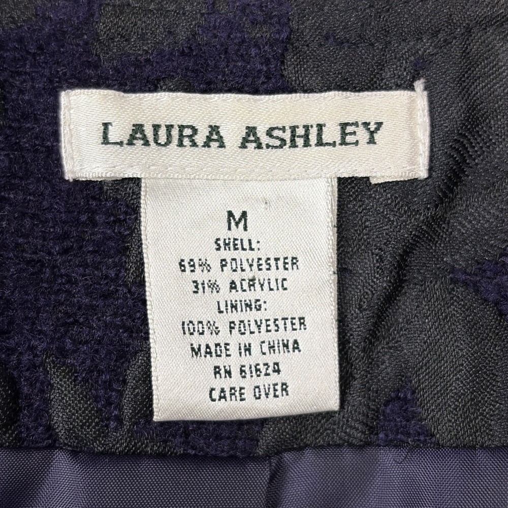 Laura Ashley Floral Jacquard Coat Womens Size M Purple Grey Rose Tapestry Jacket - Picture 4 of 12
